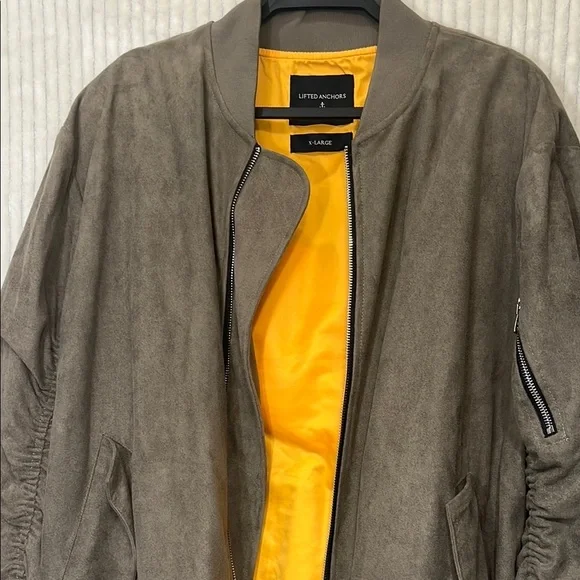 Tan Bomber Jacket with Minimalist Design - Picture 2 of 8